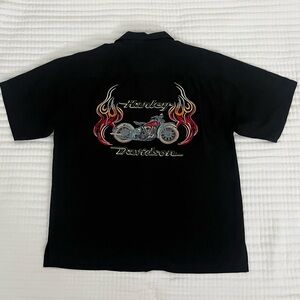Tommy Bahama embroidered Harley Davidson short sleeve, black, large
